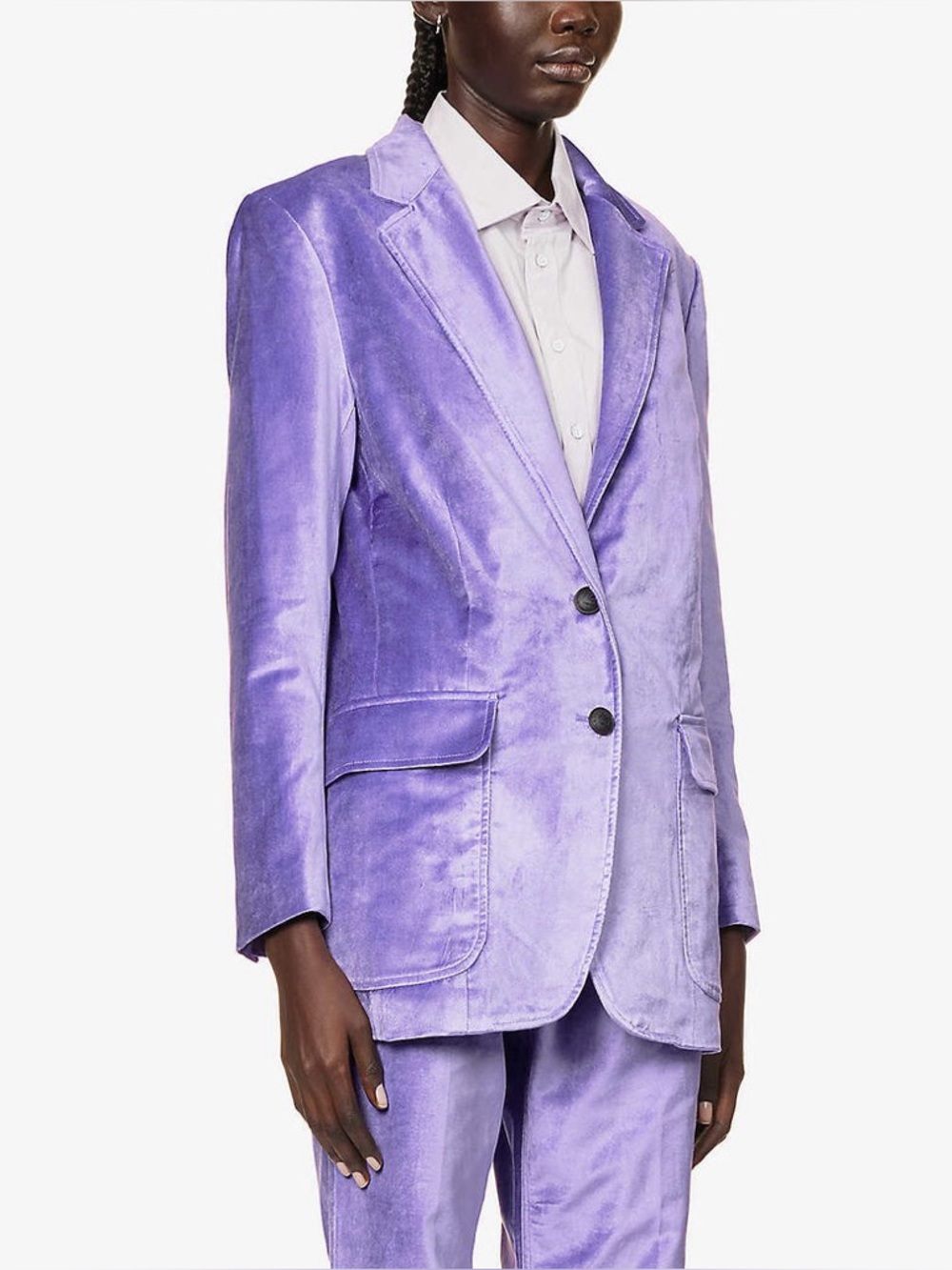 Rag & Bone Cody Cotton-Blend Purple Velvet Blazer